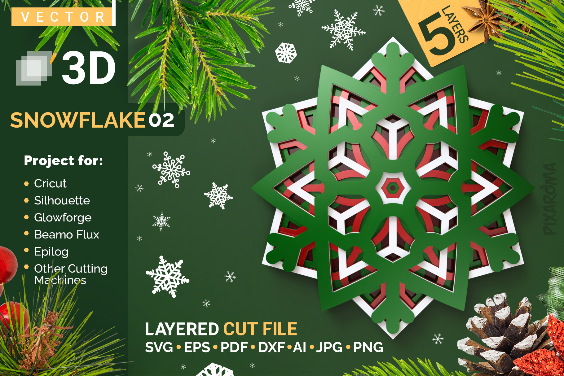 Download Snowflake 02 3d Layered Svg Cut File Pre Designed Vector Graphics Creative Market