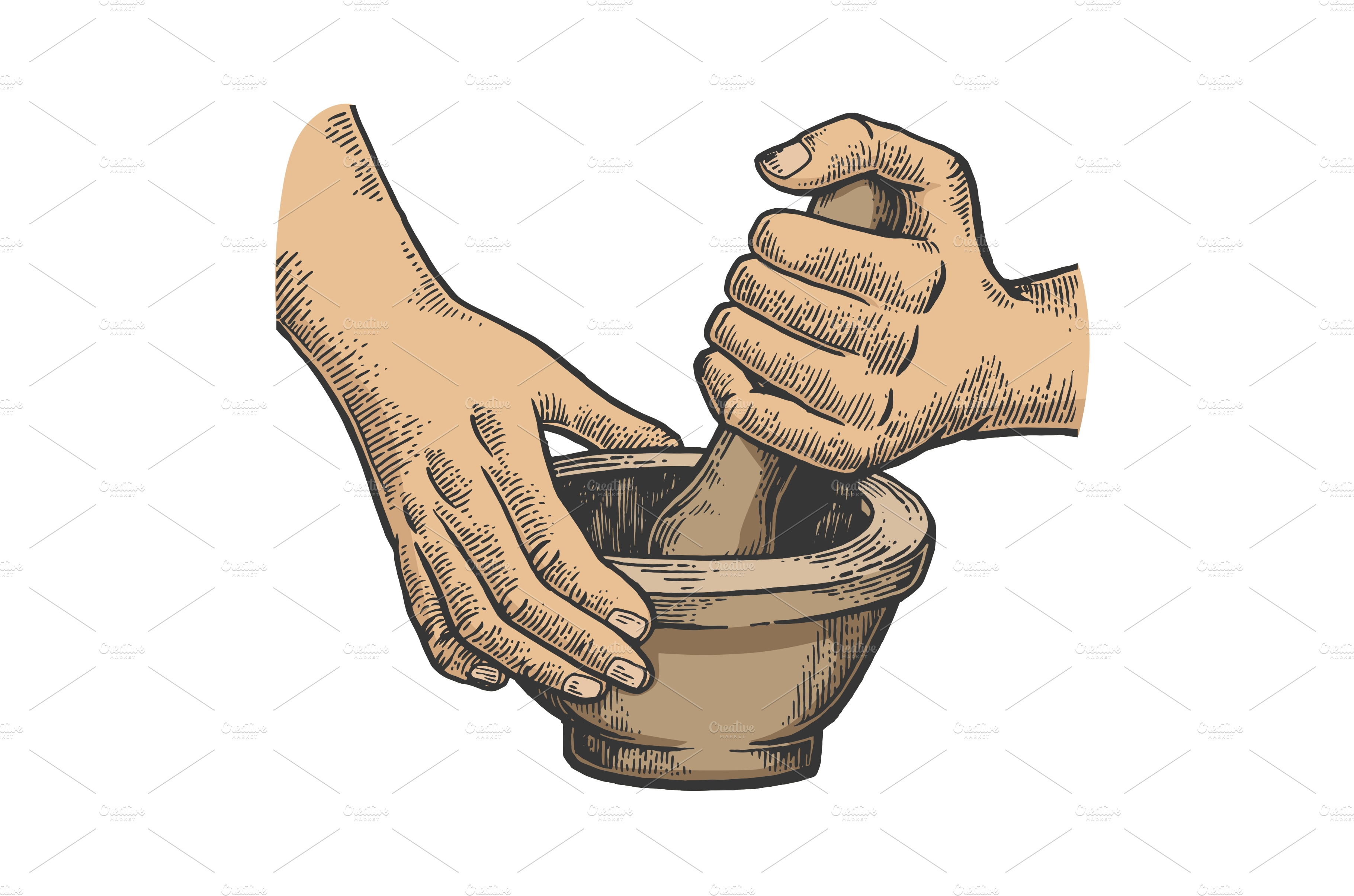 Mortar and pestle sketch vector Food Illustrations Creative Market