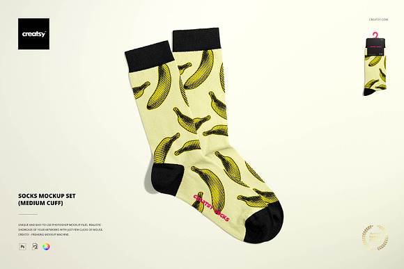 Socks Mockup Set Medium Cuff Creative Photoshop Templates Creative Market