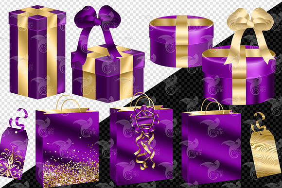 Download Purple And Gold Gift Clipart Pre Designed Photoshop Graphics Creative Market