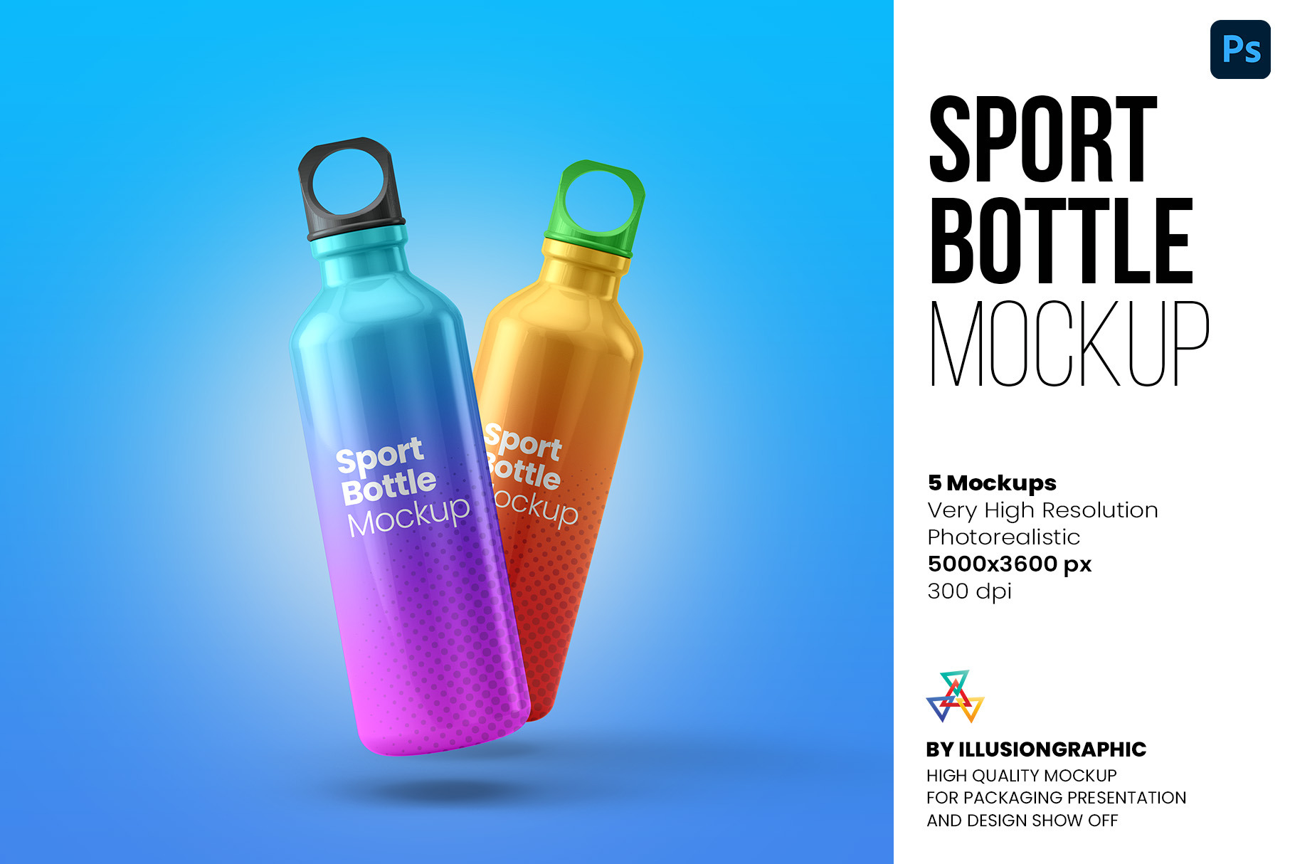 Download Sport Bottle Mockup 5 Views Creative Photoshop Templates Creative Market