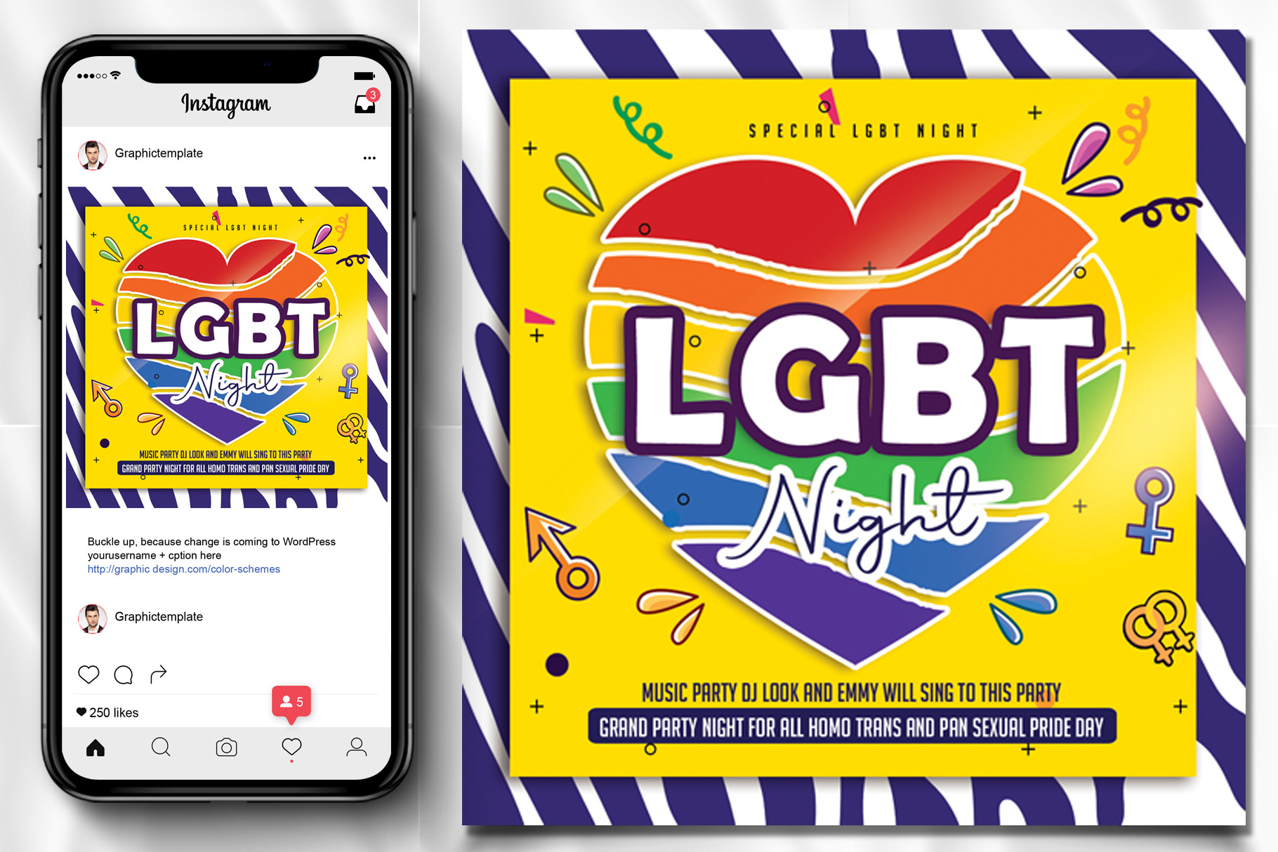 Lgbt Party Night Square Poster Flyer Templates ~ Creative Market