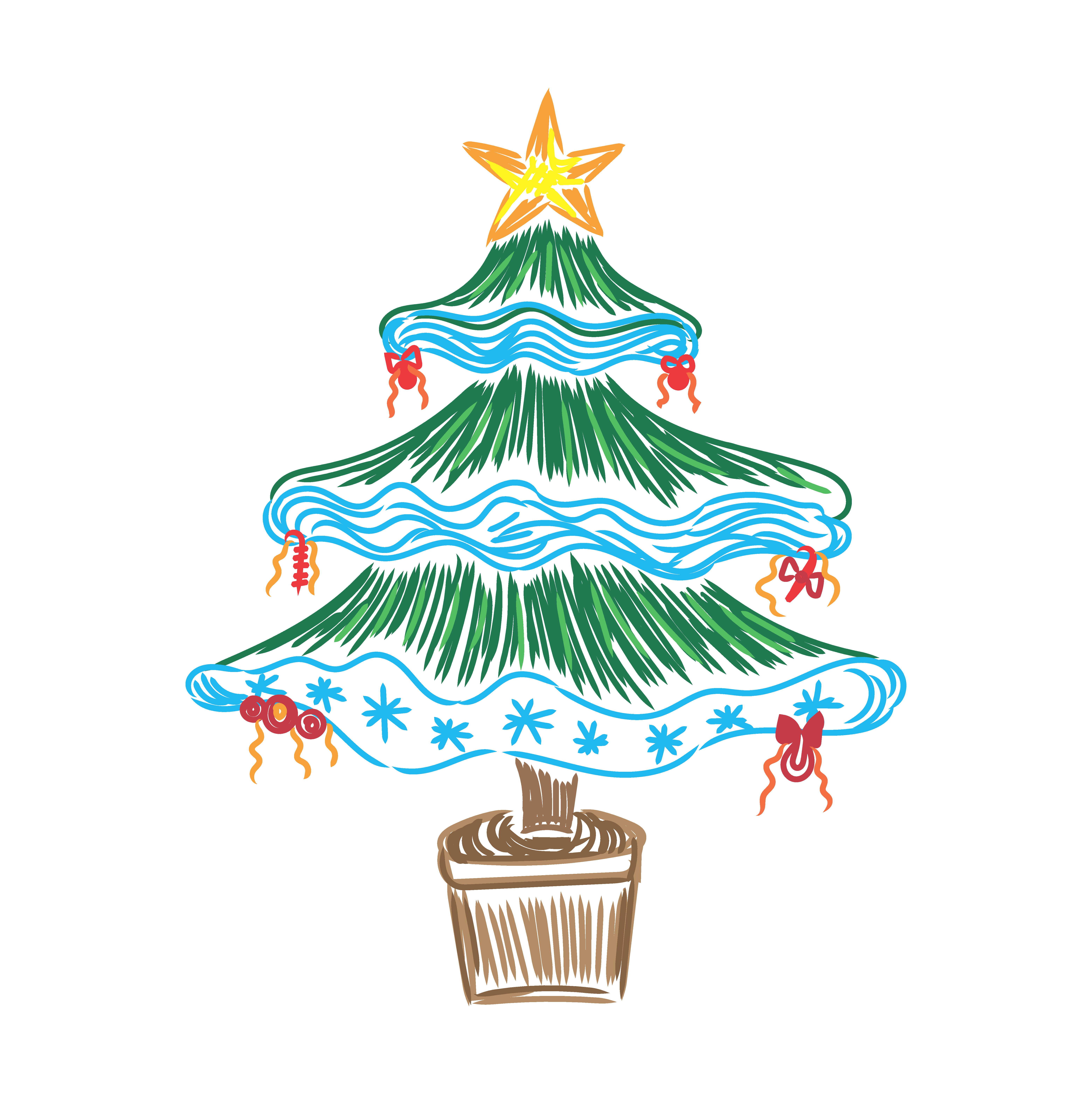 Christmas tree, sketch | Pre-Designed Illustrator Graphics ~ Creative Market