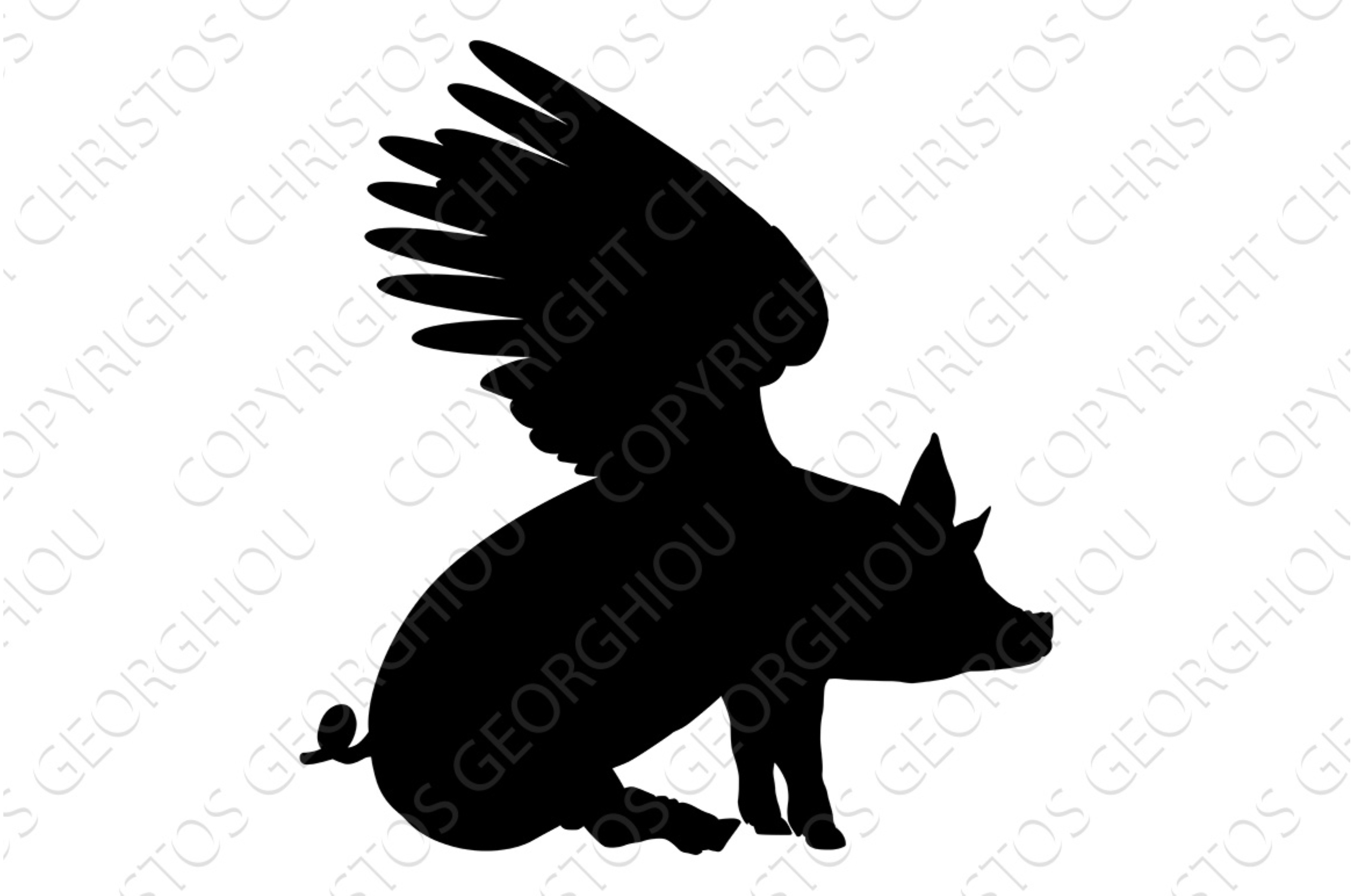 pig with wings silhouette