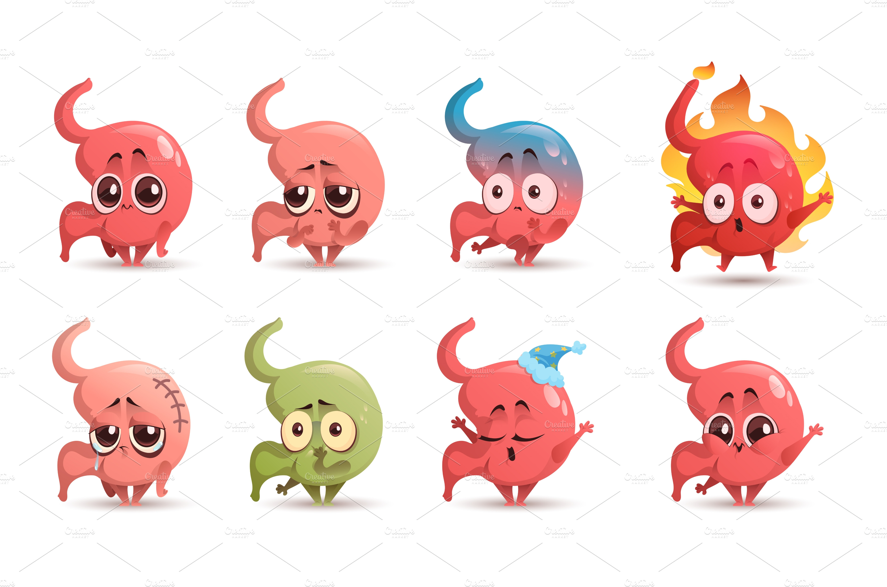 Cute stomach character with | Graphic Objects ~ Creative Market