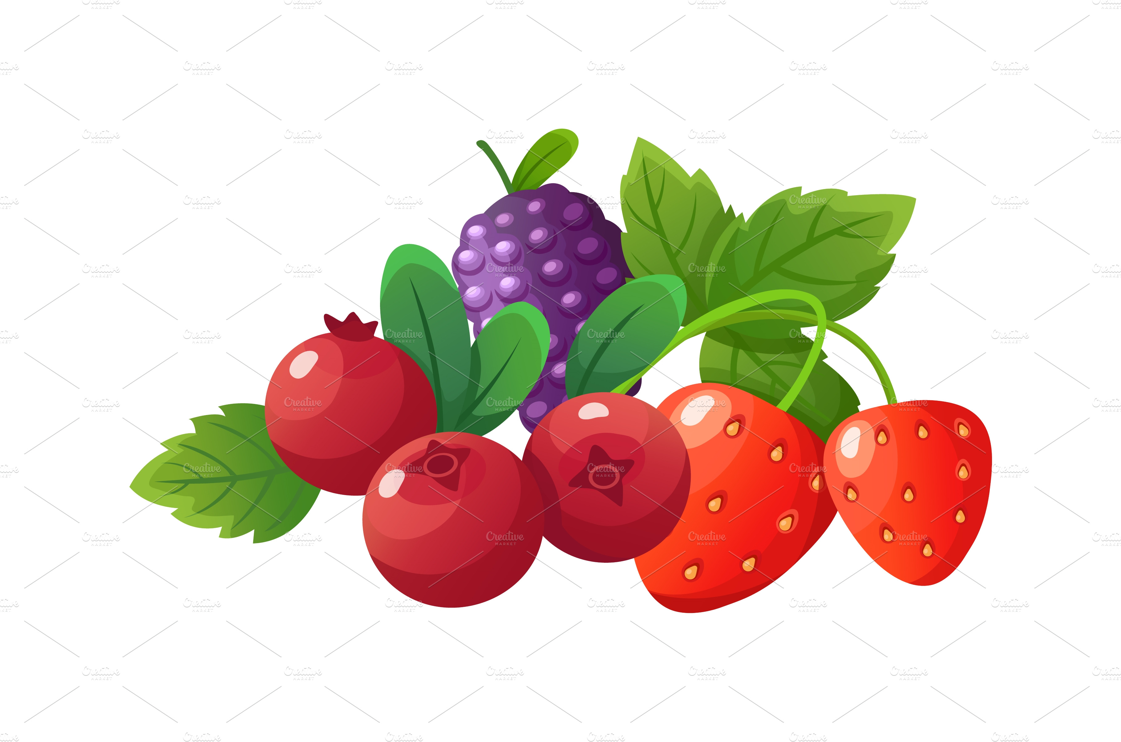 Cartoon berries. Fresh berry | Background Graphics ~ Creative Market