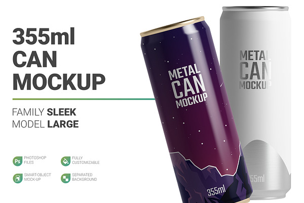 250ml Slim Can Mockup Creative Photoshop Templates Creative Market