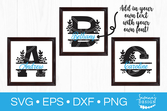 Floral Split Alphabet SVG 26 letters, Split Monogram SVG, 3