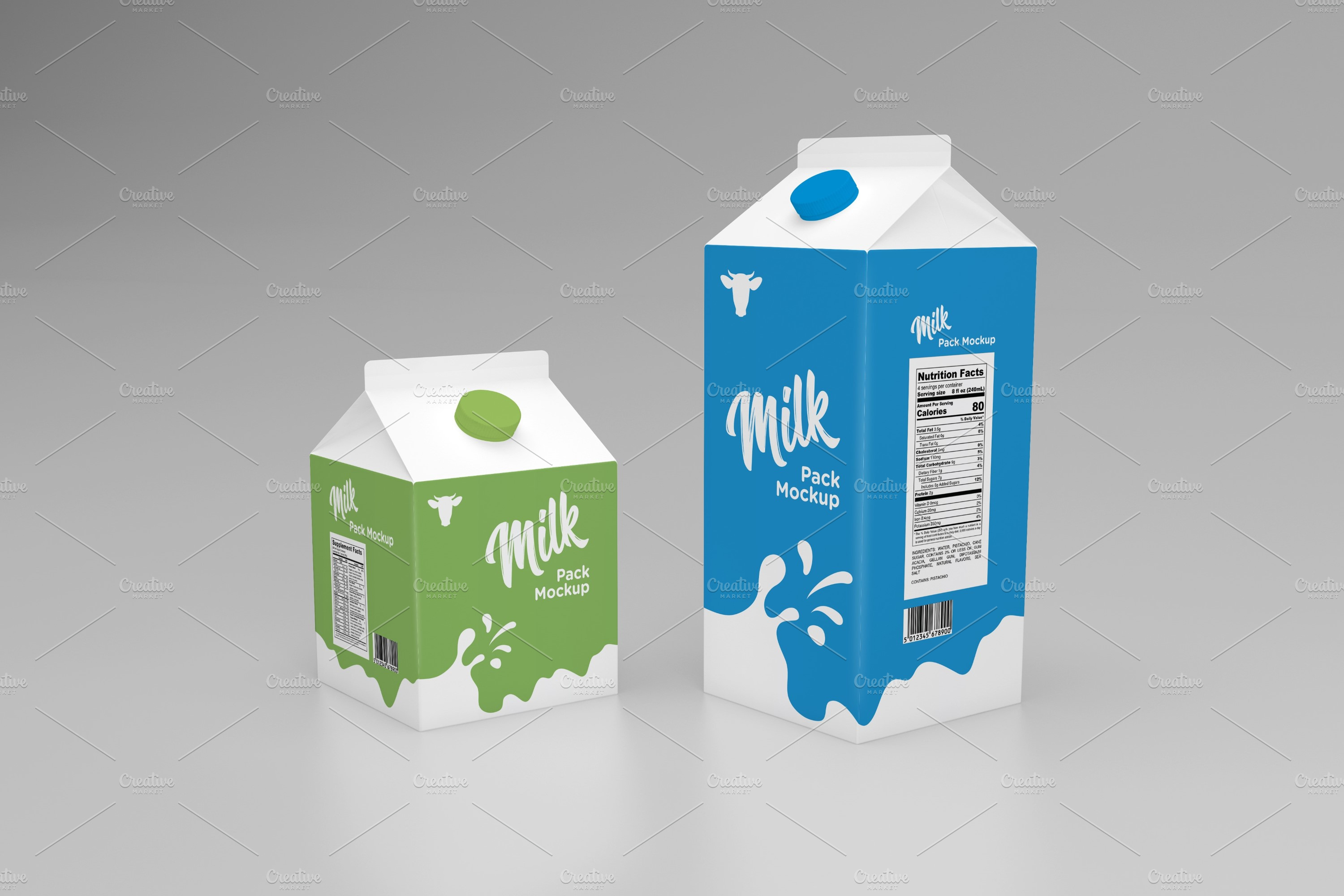 Download Milk Pack Packaging Mockup Creative Photoshop Templates Creative Market