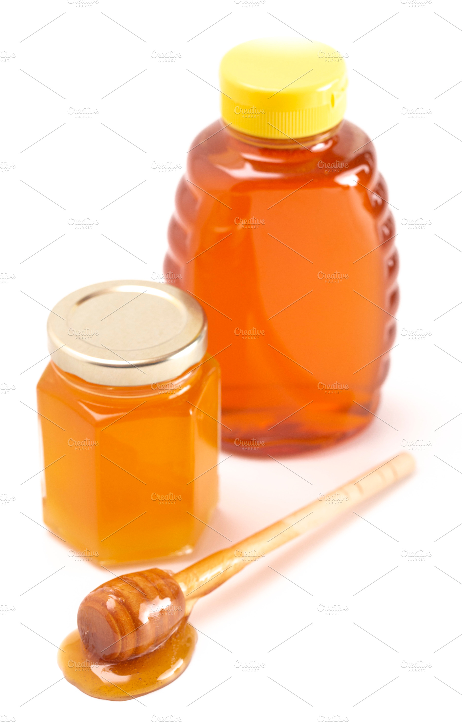 Jars of Raw Natural Honey on a White Background | Food Images ...