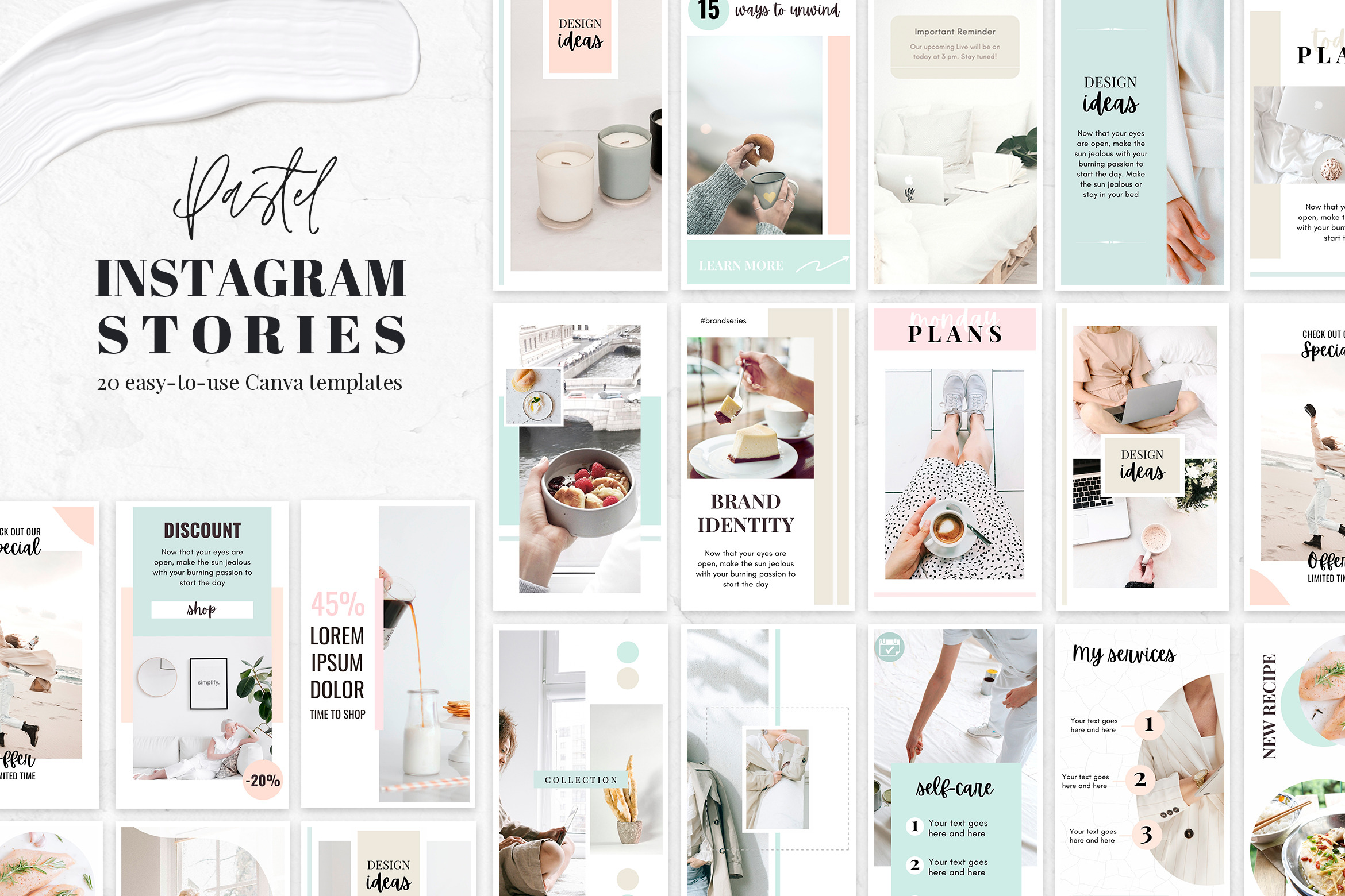 Pastel Instagram Story Templates Canva | Creative Market