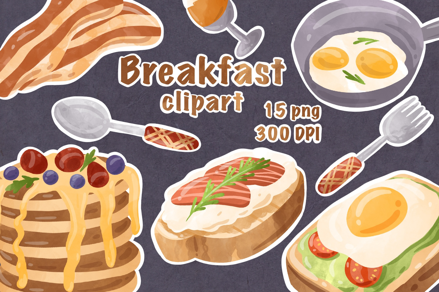 Watercolor breakfast clipart | Graphic Objects ~ Creative Market