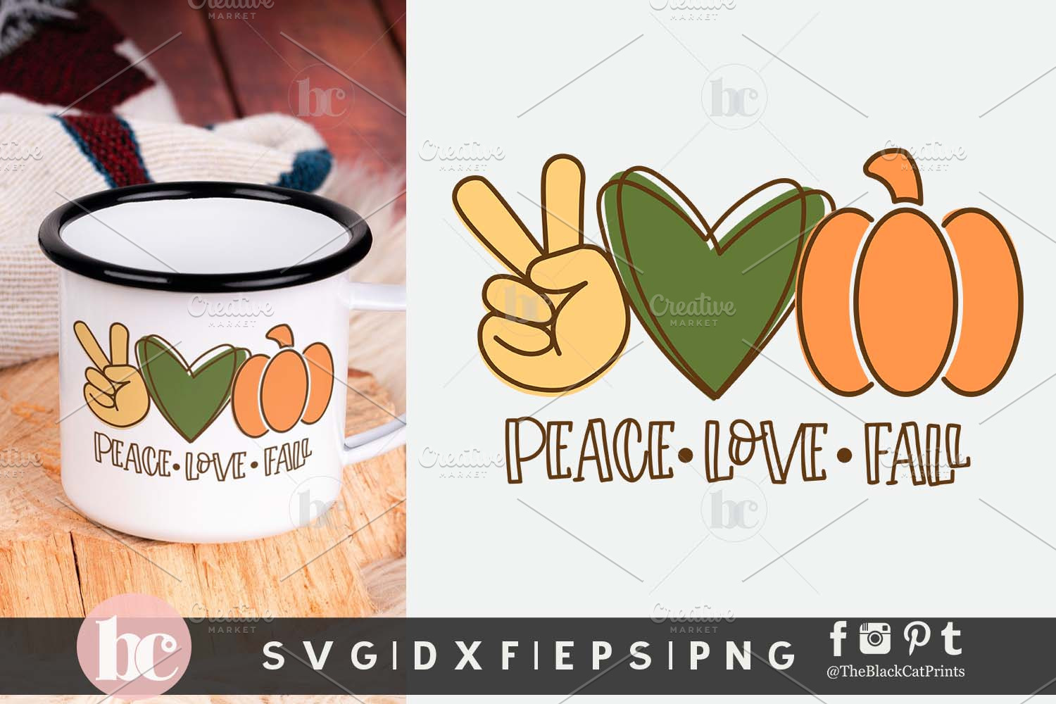 Download Peace Love Fall SVG DXF EPS PNG | Pre-Designed Illustrator ...