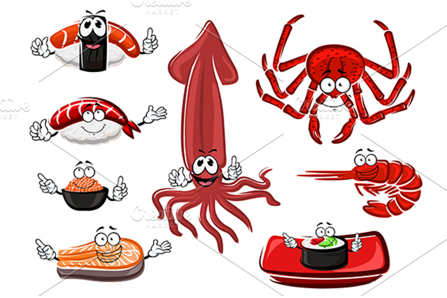 Seafood and delicatessen | Pre-Designed Illustrator Graphics ~ Creative