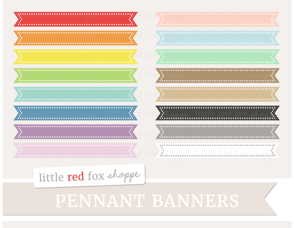 Pennant Banner Clipart | Custom-Designed Illustrations ~ Creative Market