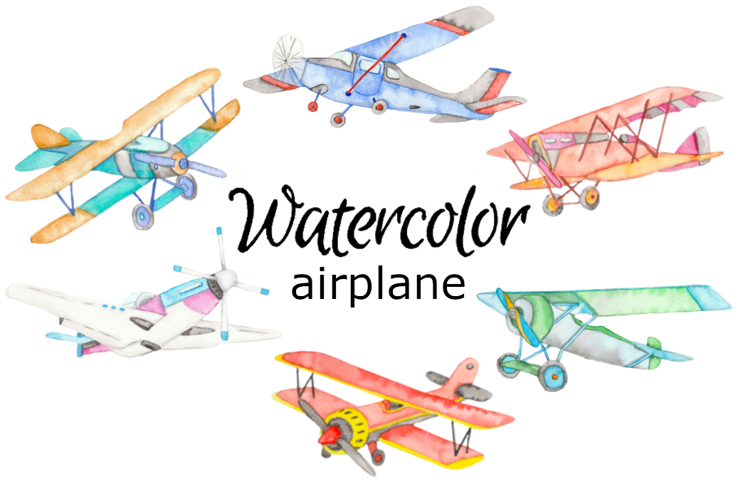 Watercolor airplane clipart | Texture Illustrations ~ Creative Market