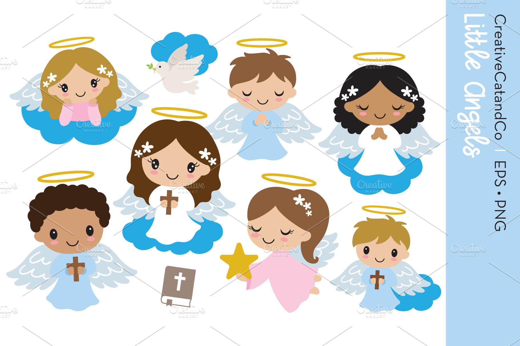 Little Boy and Girl Angels EPS PNG | People Illustrations ~ Creative Market