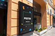 Poster mockup on building wall | Creative Photoshop Templates ...