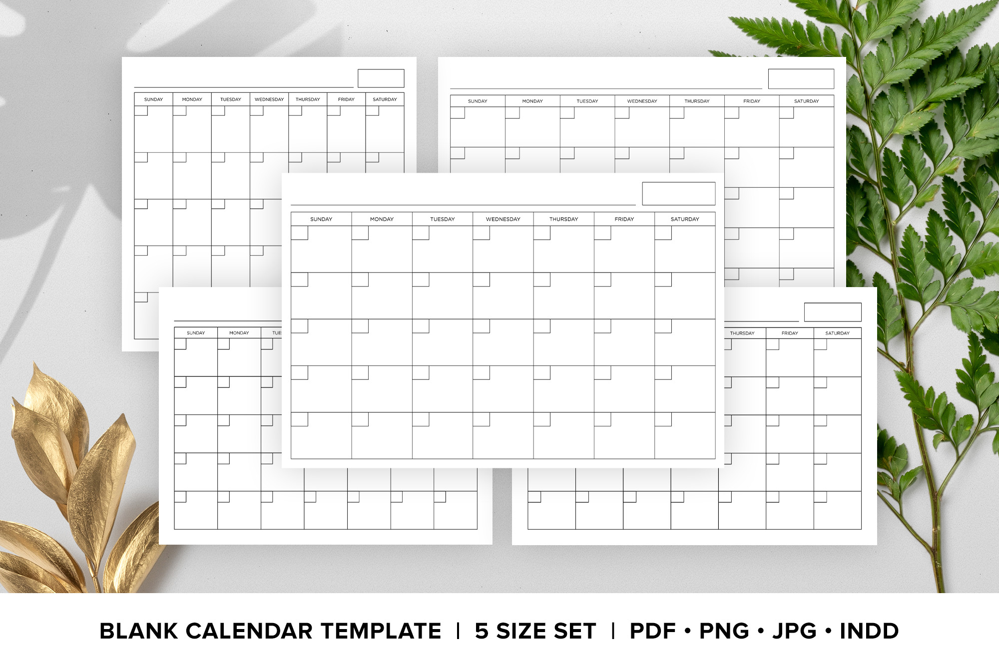 Blank Calendar Page Template Set | Stationery Templates ~ Creative Market