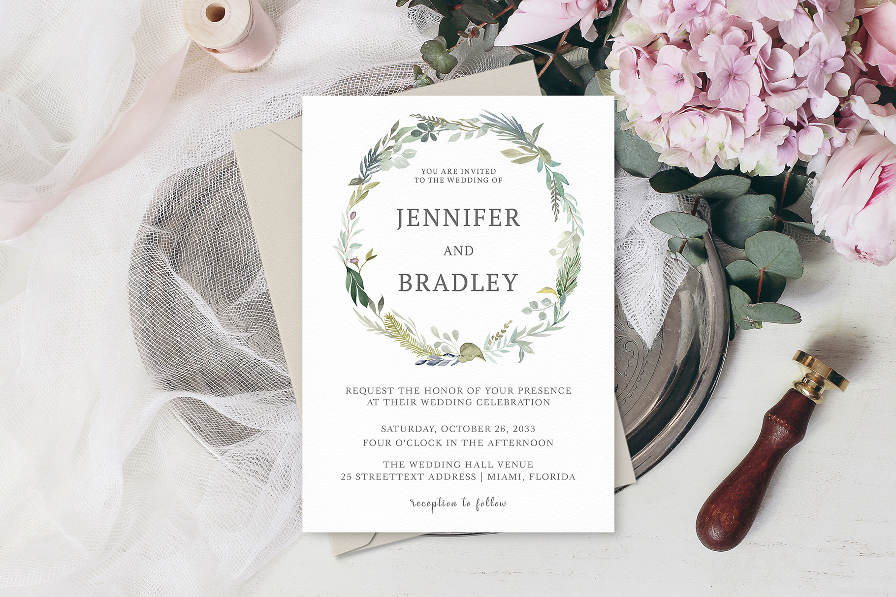 Bohemian Wedding Invitation Template | Creative Market