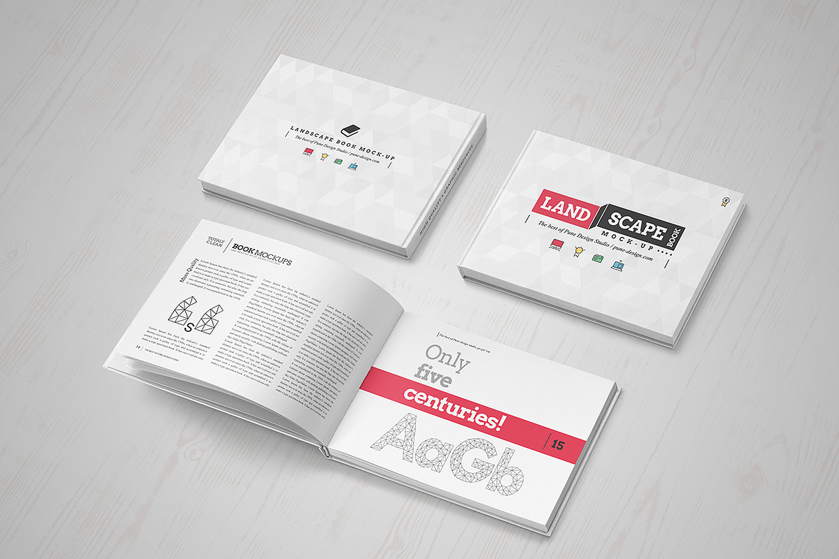 Download Landscape Book Mock-Up Set | Creative Photoshop Templates ~ Creative Market