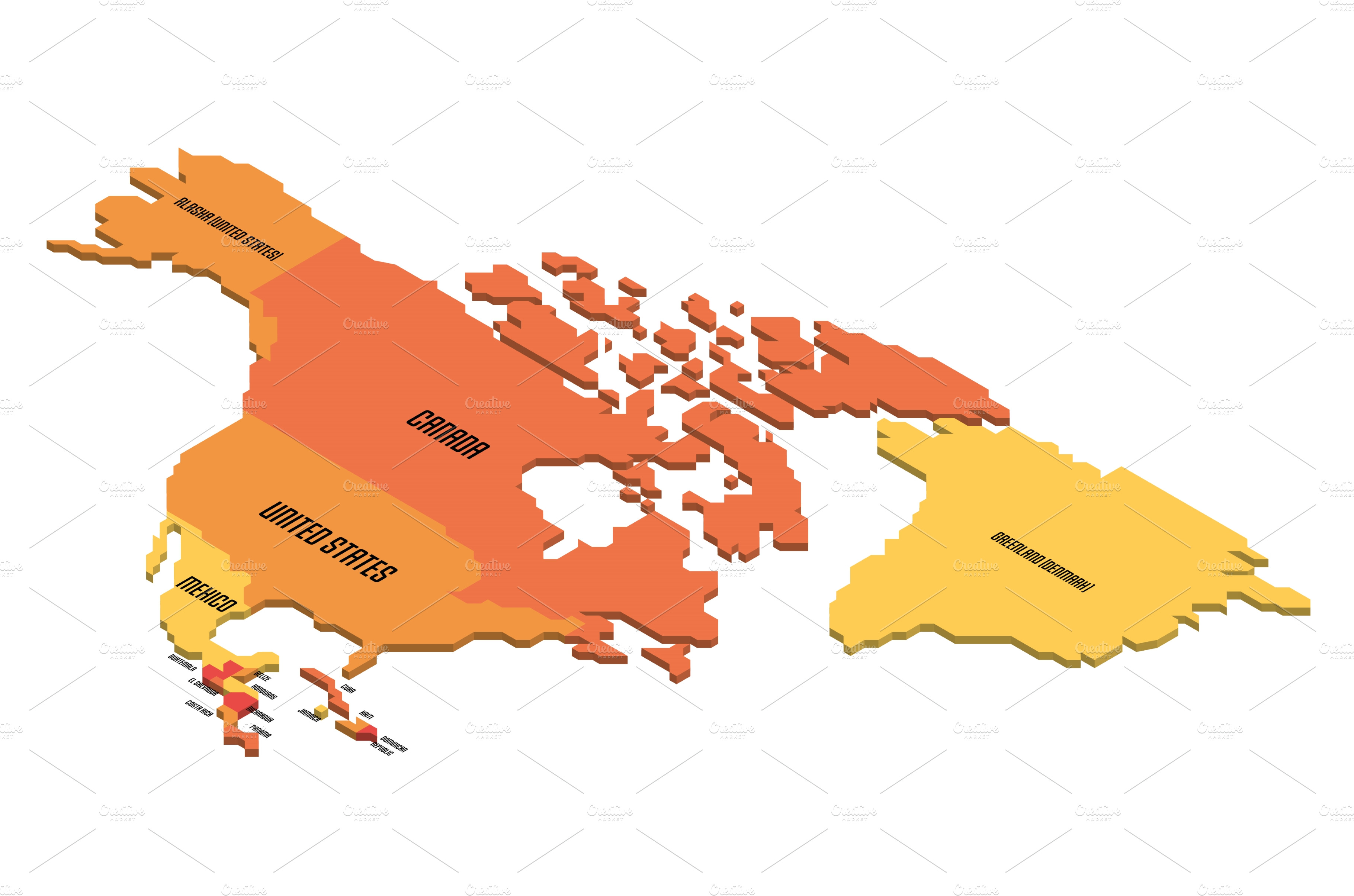 Isometric political map of North | Technology Illustrations ~ Creative ...