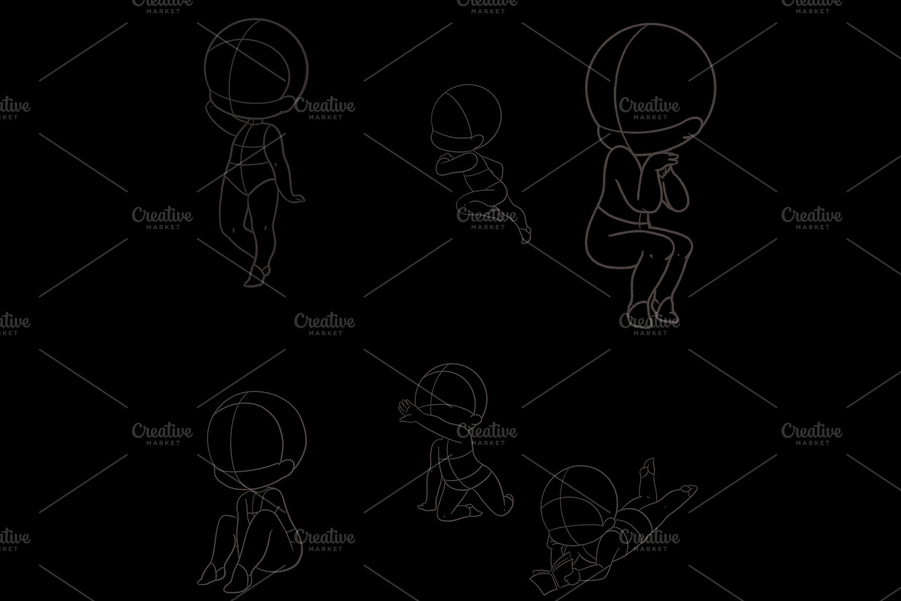 Procreate Cute Kids Poses Stamps | Brushes ~ Creative Market