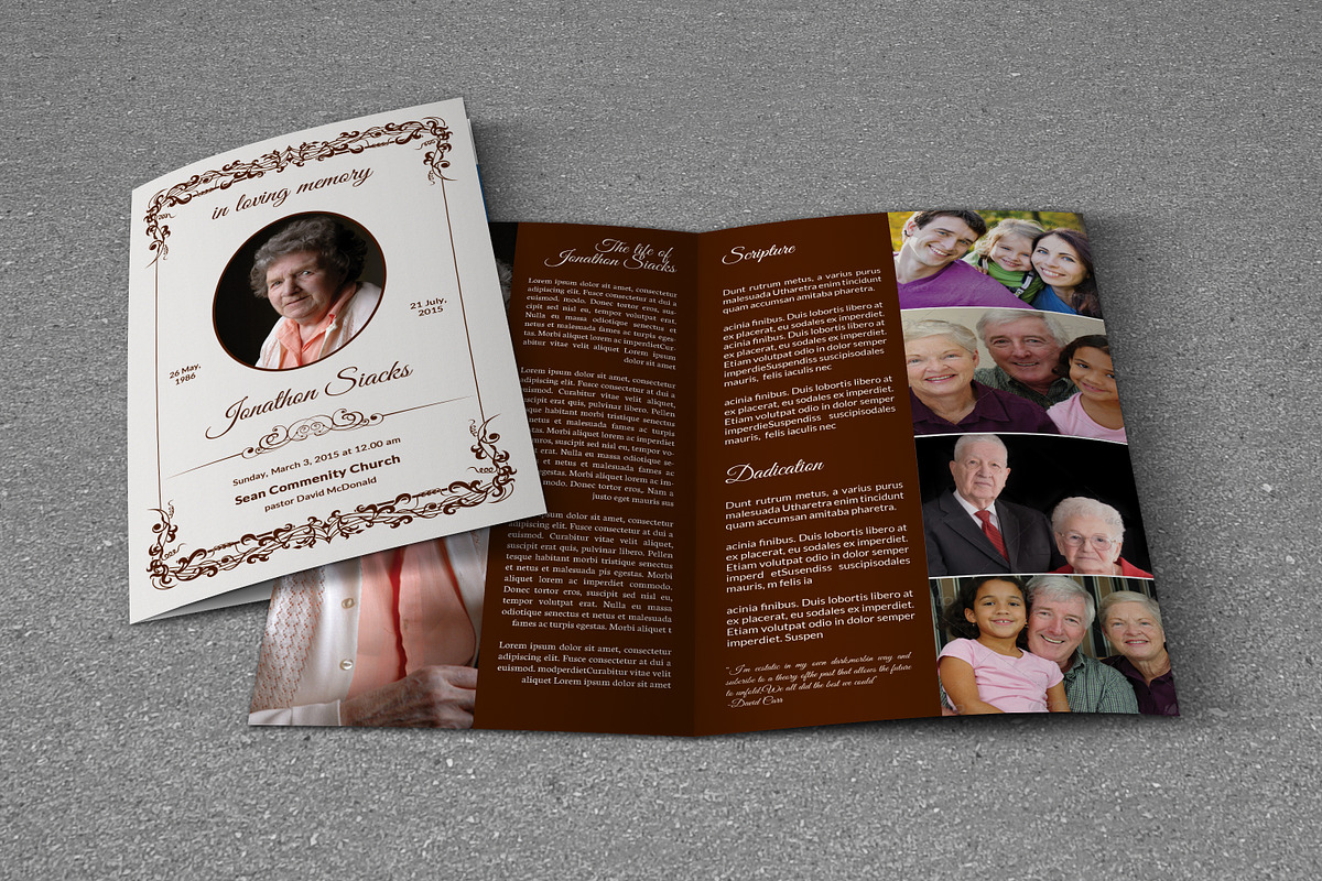 Funeral Program Template-T436 | Creative Photoshop Templates ~ Creative ...