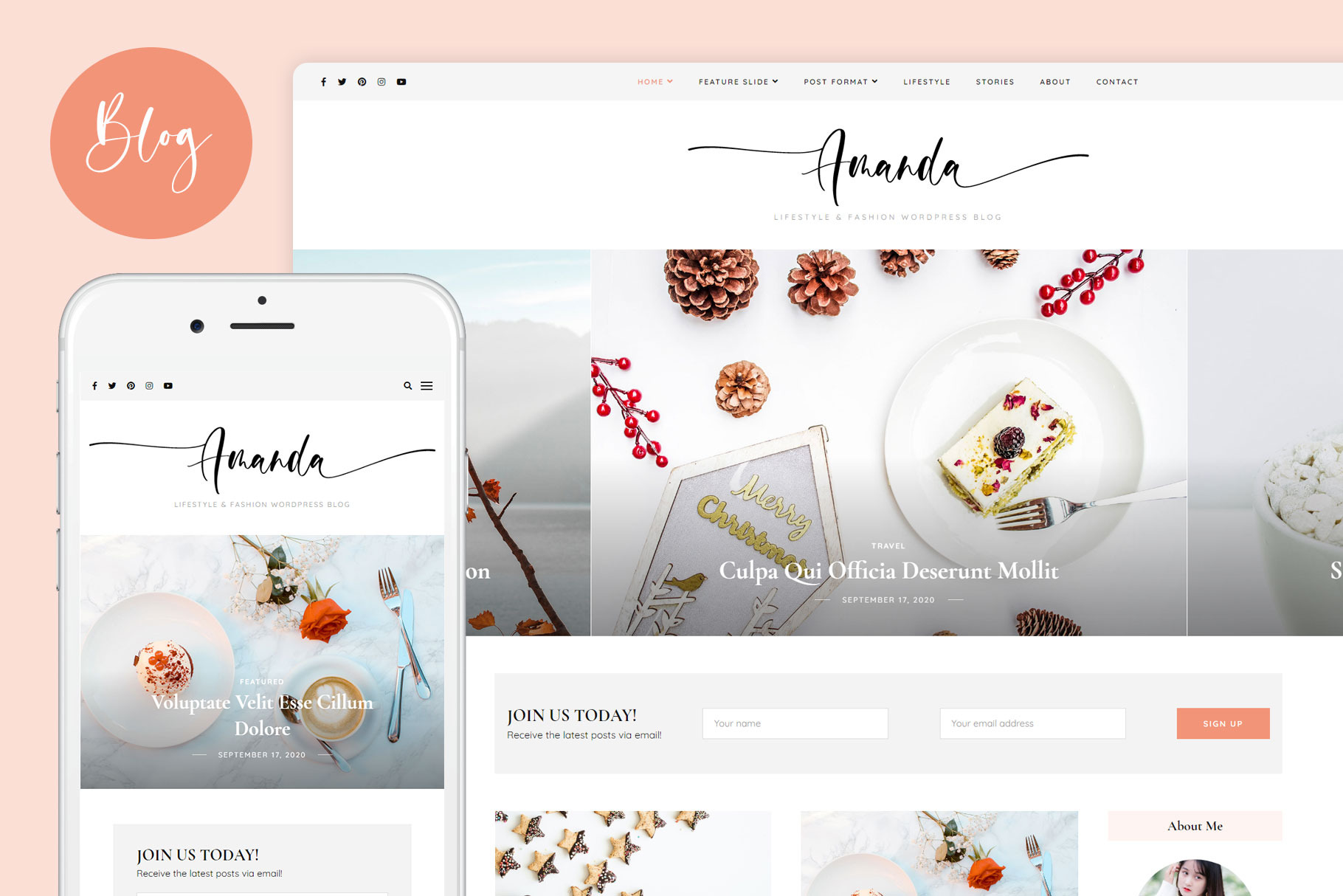 Amanda - Lifestyle & Fashion Blog  WordPress Themes ~ Creative Market