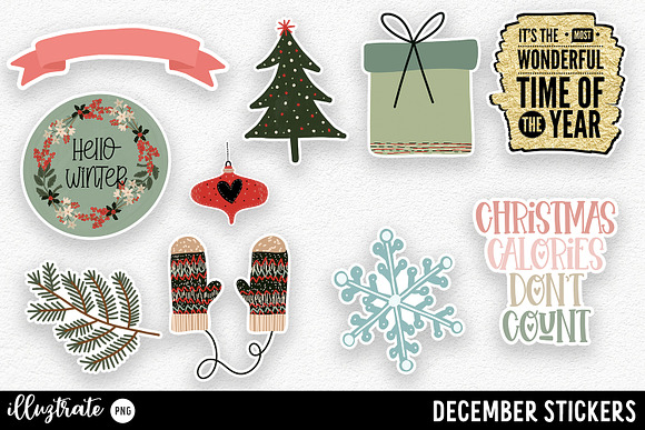 December Stickers for Cricut