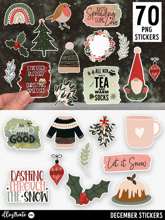 December Stickers for Cricut