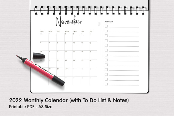 2022 monthly calendar with notes creative stationery templates creative market