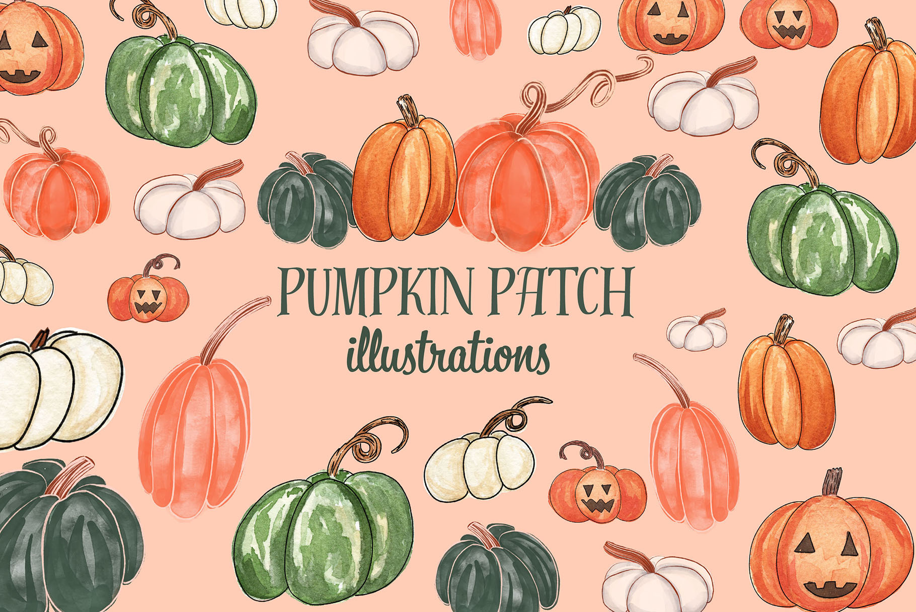 Pumpkin Patch Watercolors | Illustrations ~ Creative Market