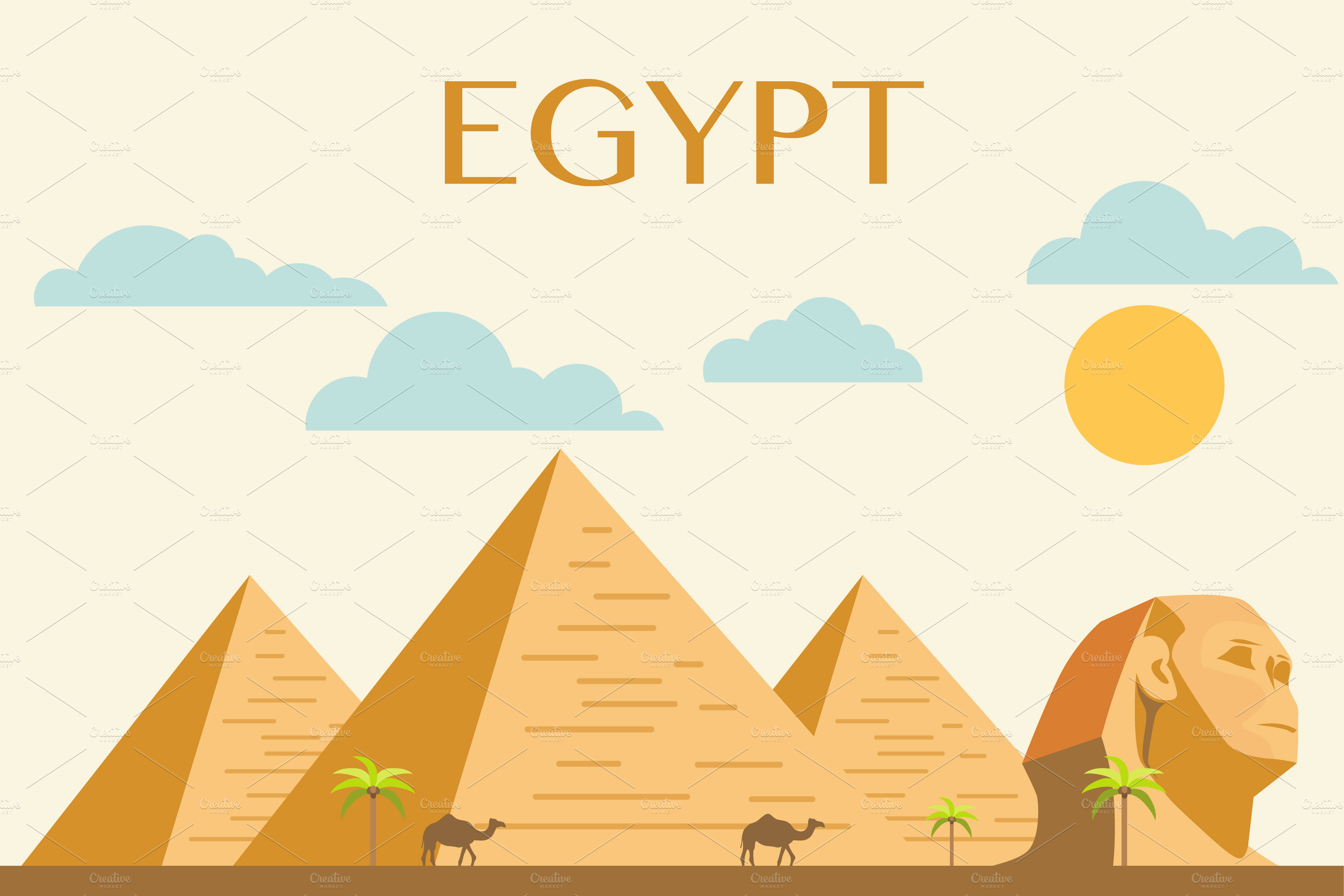 Egypt Pyramid Tourism Desert Illustrations Creative Market