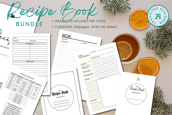 Blank recipe book template KDP Designs