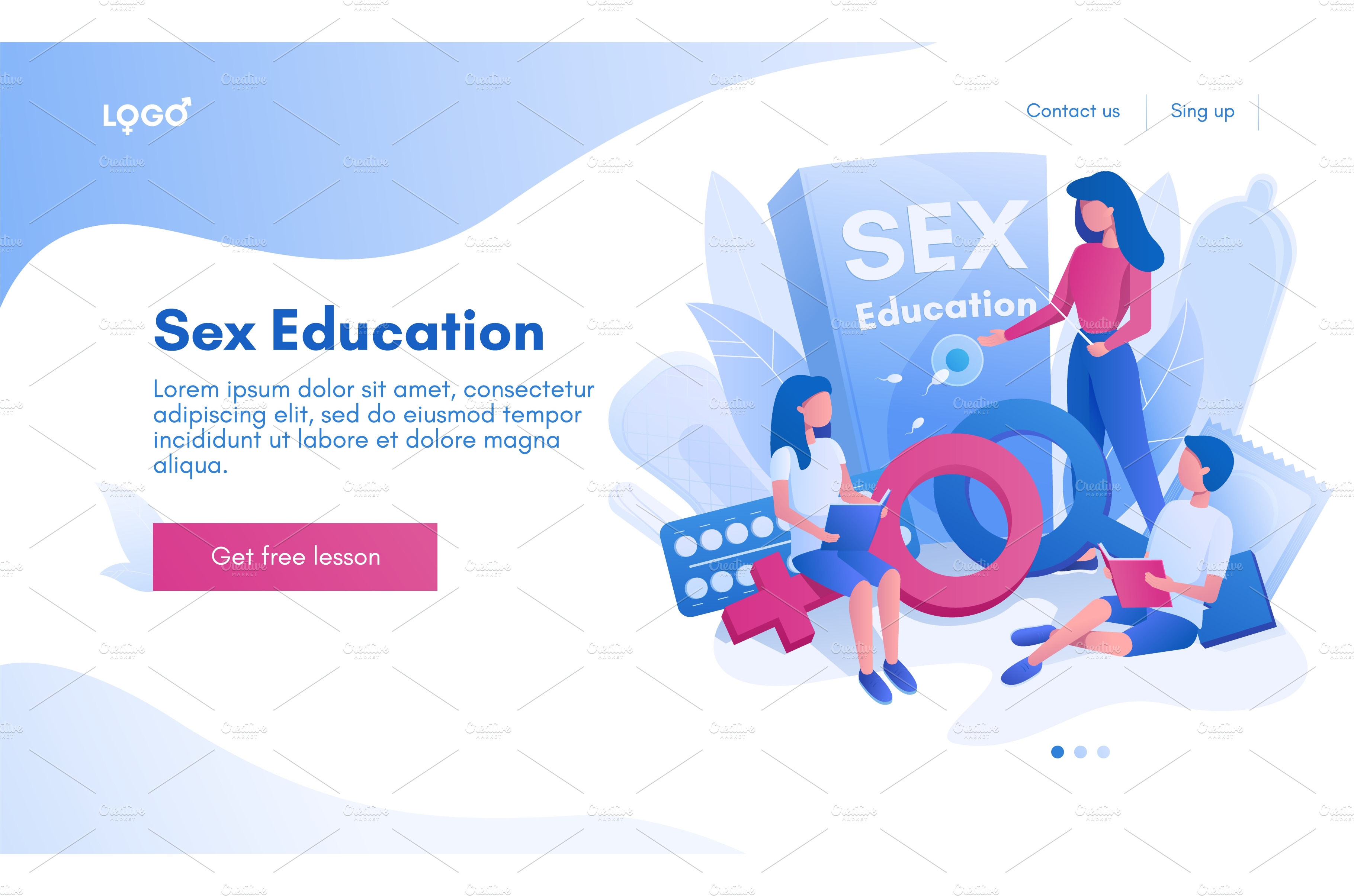 Sex Education Landing Page Design Graphic Objects ~ Creative Market