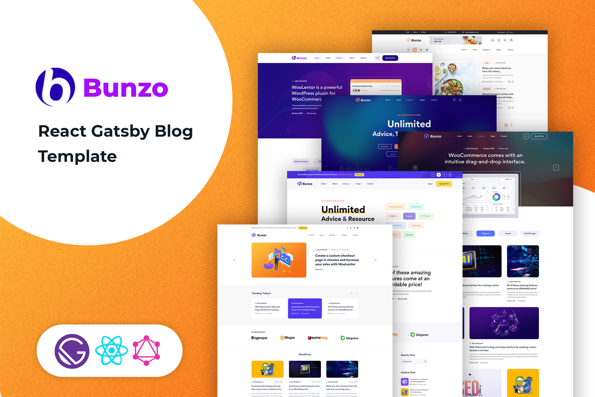 React Gatsby Blog Template Bunzo React Components, Snippets & More