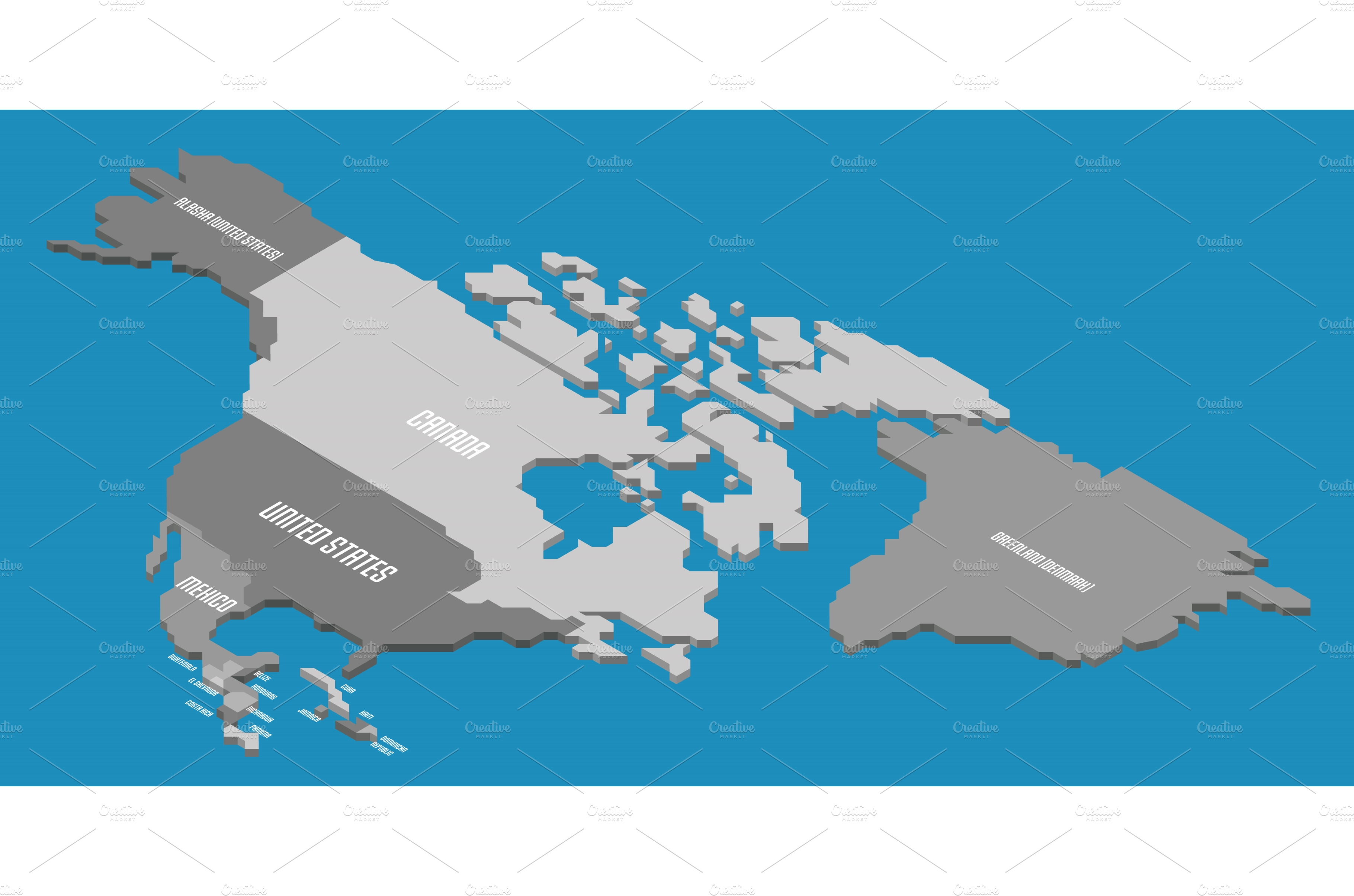 Isometric political map of North | Technology Illustrations ~ Creative ...