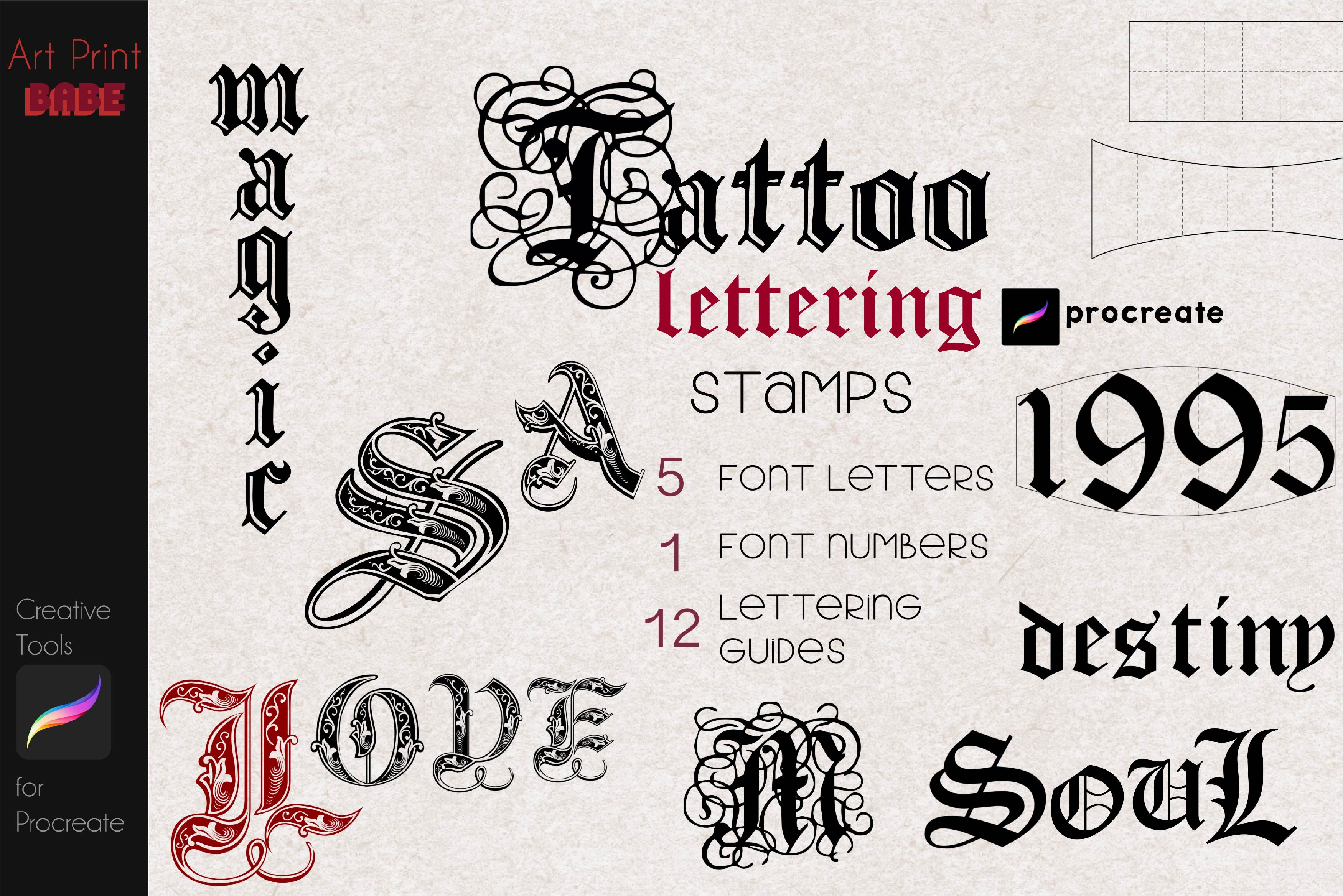 Procreate Script Easy Writing Letter Stamp Font Tattoo Brush 