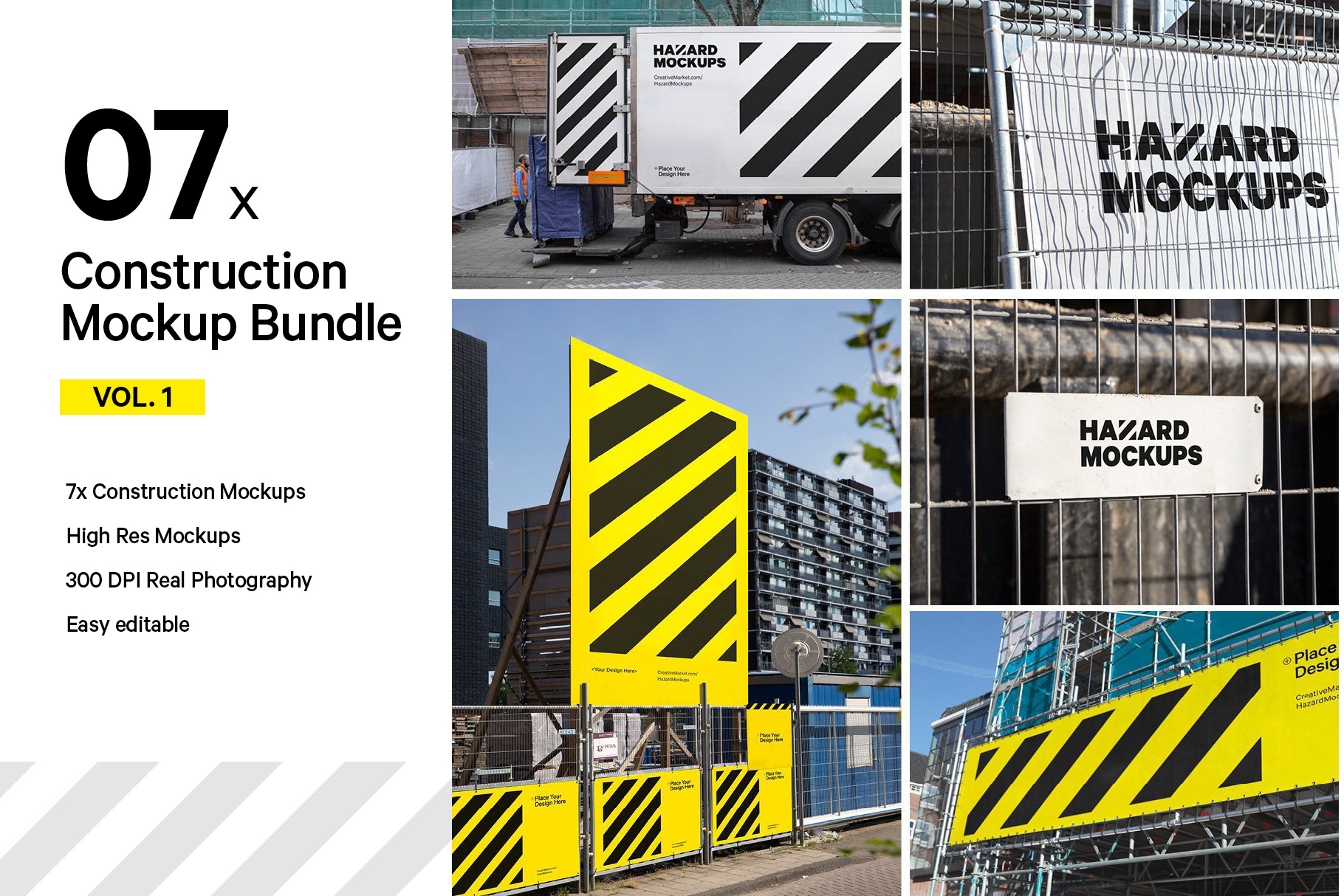 7x Construction Mockup Bundle Vol1 | Creative Photoshop Templates