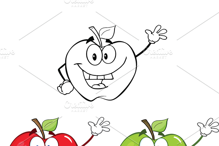 Apples Characters Collection 10 Pre Designed Illustrator Graphics ~ Creative Market