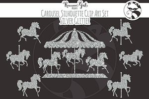 silver glitter carousel silhouettes custom designed illustrations creative market silver glitter carousel silhouettes