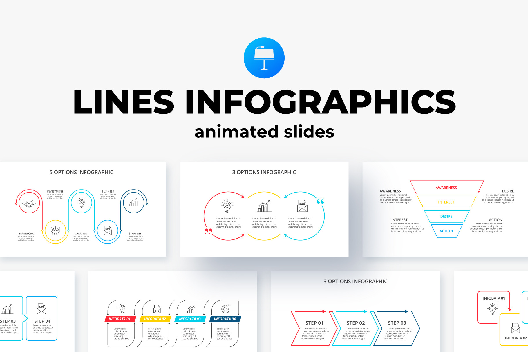 Keynote Line Infographics | Presentation Templates ~ Creative Market