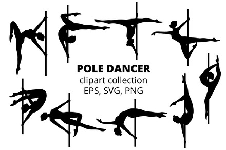 Vector Pole Dance Silhouette Set Vector Download