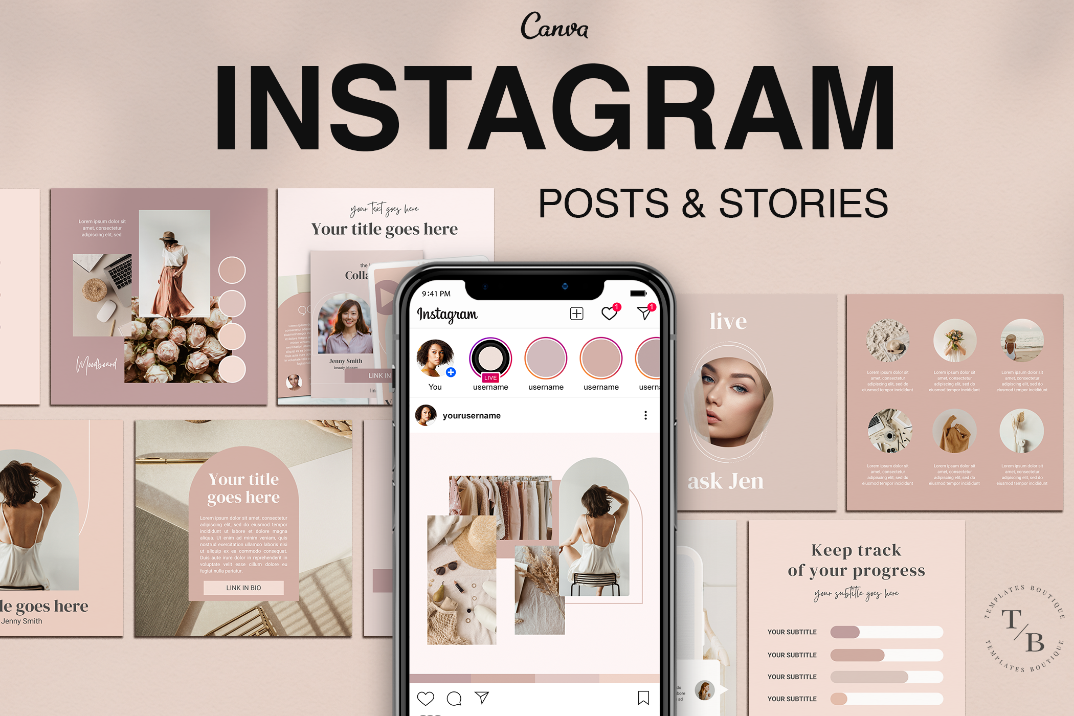 Nude Instagram Templates for Canva | Creative Market