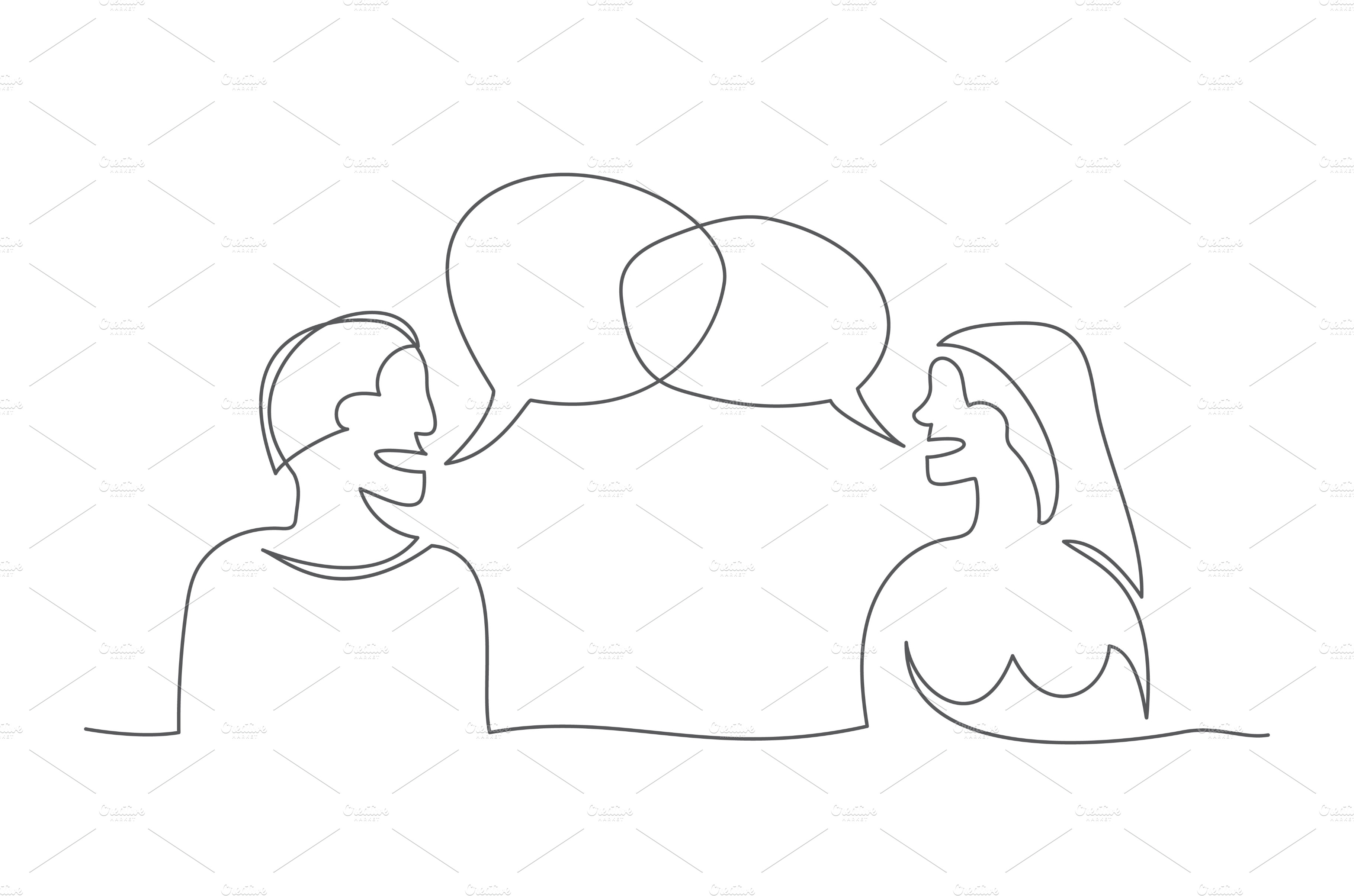 Talk. One line drawing. Vector talk People Illustrations Creative