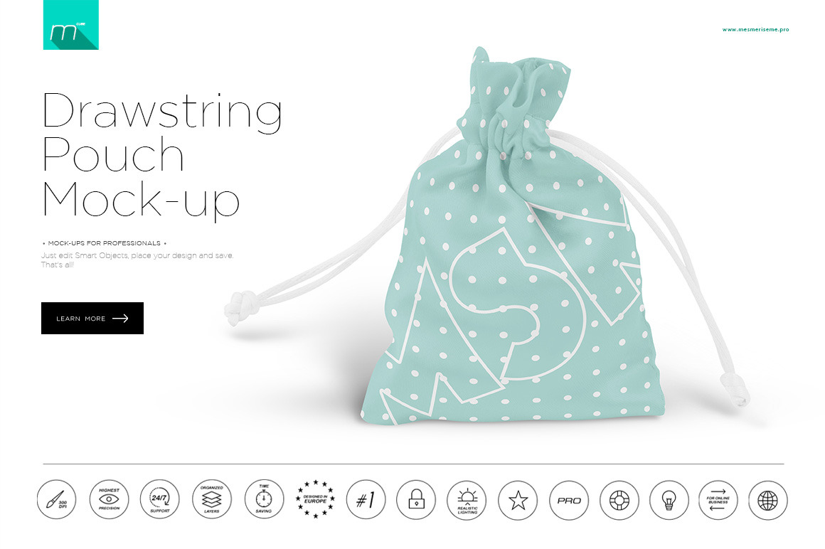 Download Drawstring Pouch Mock Up Creative Photoshop Templates Creative Market PSD Mockup Templates