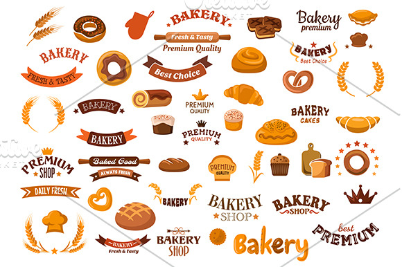 Bakery shop design elements | Pre-Designed Illustrator Graphics