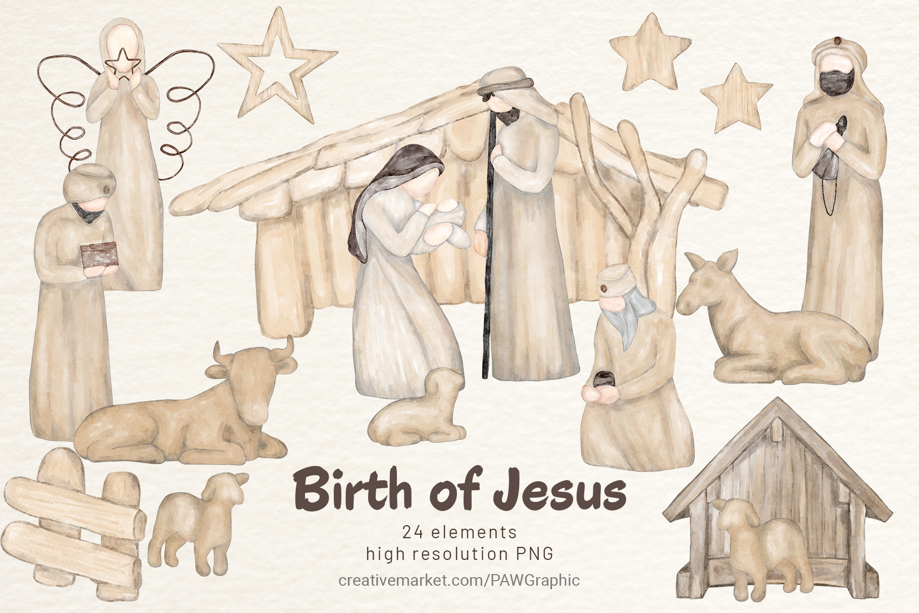 clipart nativity characters to cut