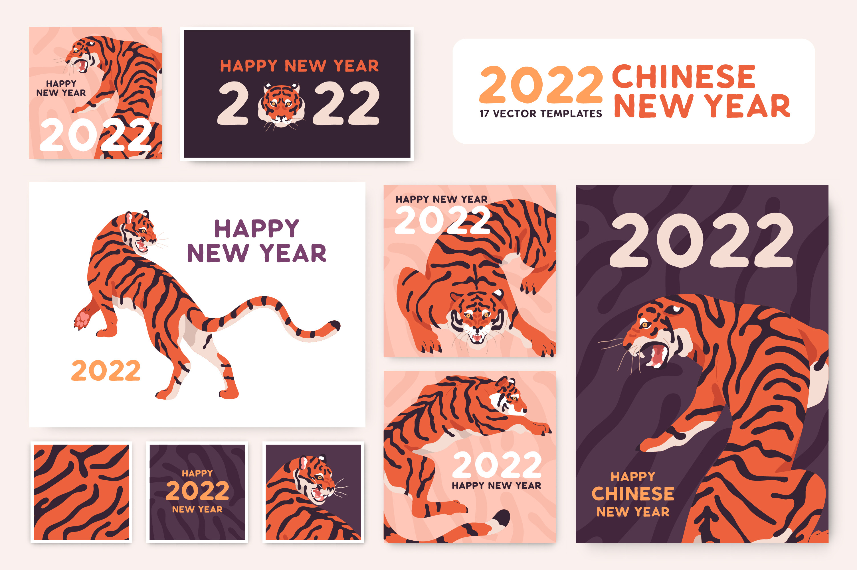 New Year of tiger 2022 templates | Animal Illustrations ~ Creative Market